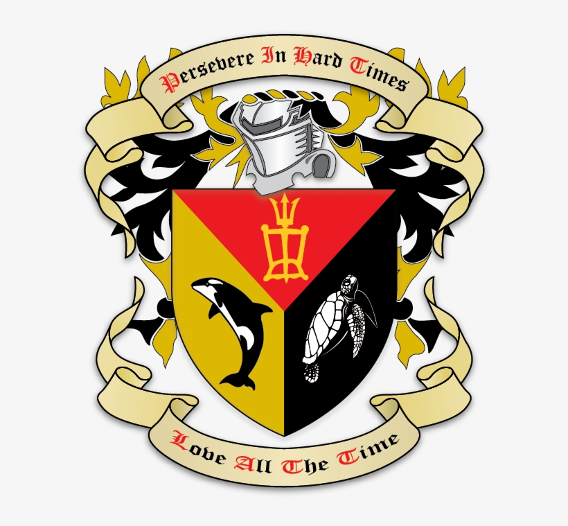 Per Pall, Gules, Sable And Or, In Chief A Waterman - Turtle Coat Of Arms, transparent png #1824118