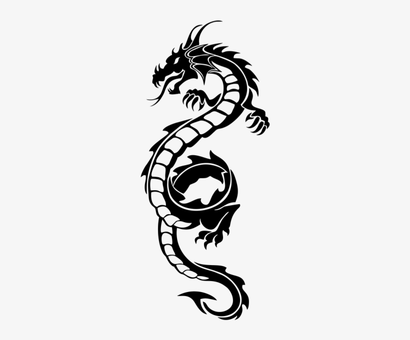 Dragon Fire Decals - Tribal Black Dragon Tattoo, transparent png #1824518