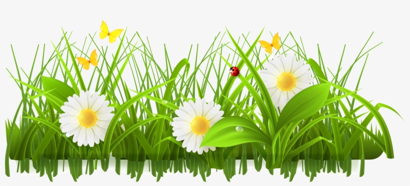 Flower Meadow Clipart - Green Flowers Clip Art, transparent png #1824524