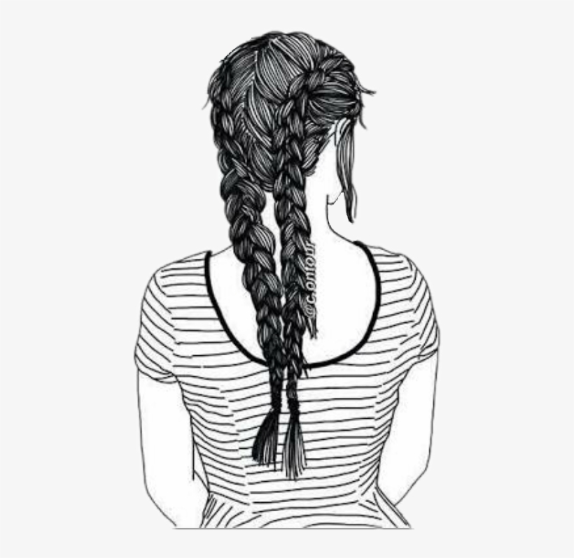 Drawing Cornrows French Braid - Drawn Tumblr Girl, transparent png #1825852