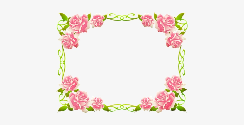 Rose Frame, Roses, Leaves, Frame, Love - Page Border Design Flowers, transparent png #1826281