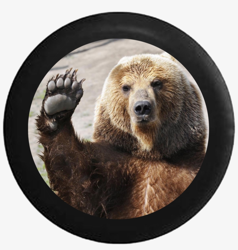 Waving Brown Grizzly Bear Paw Wave Wildlife Jeep Camper - Bear Waving, transparent png #1826676