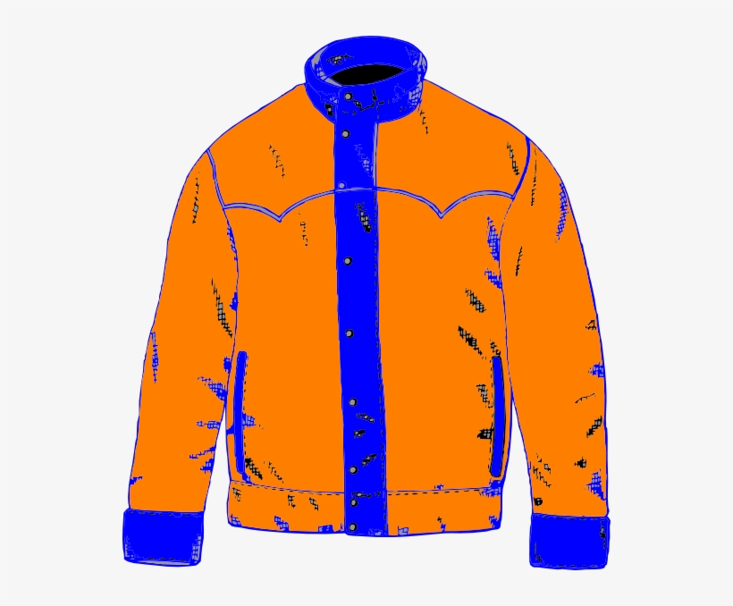 Blue Orange Coat Clip Art At Clker - Jacket Clip Art, transparent png #1827557