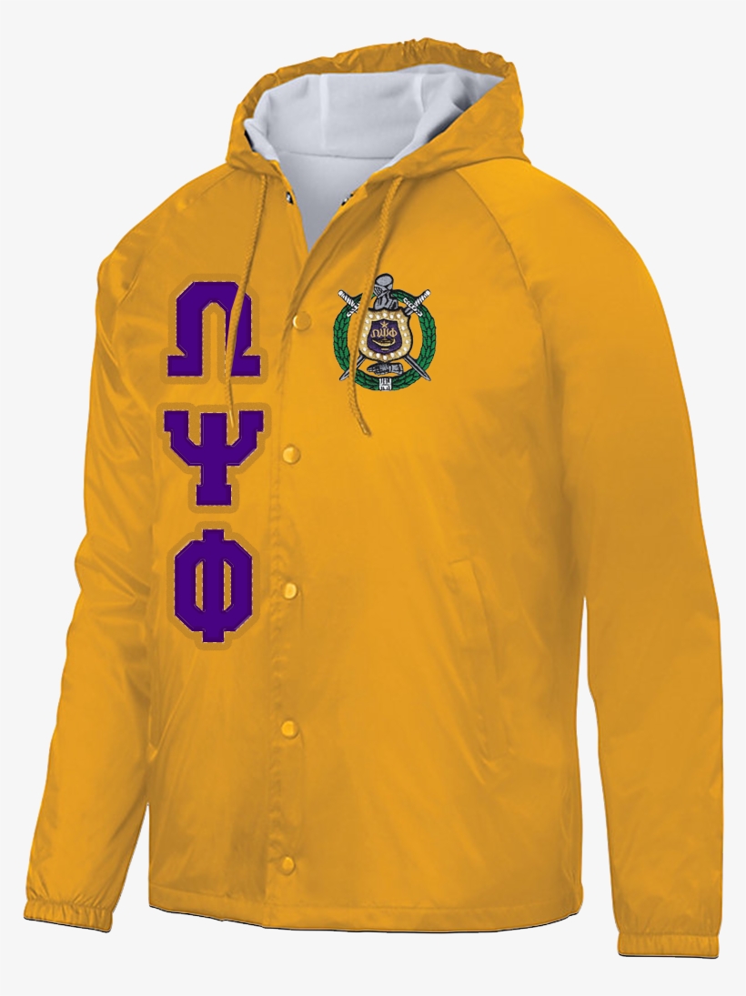 Omega Psi Phi Hooded Crossing Jacket - Letters Greek Apparel, transparent png #1827812