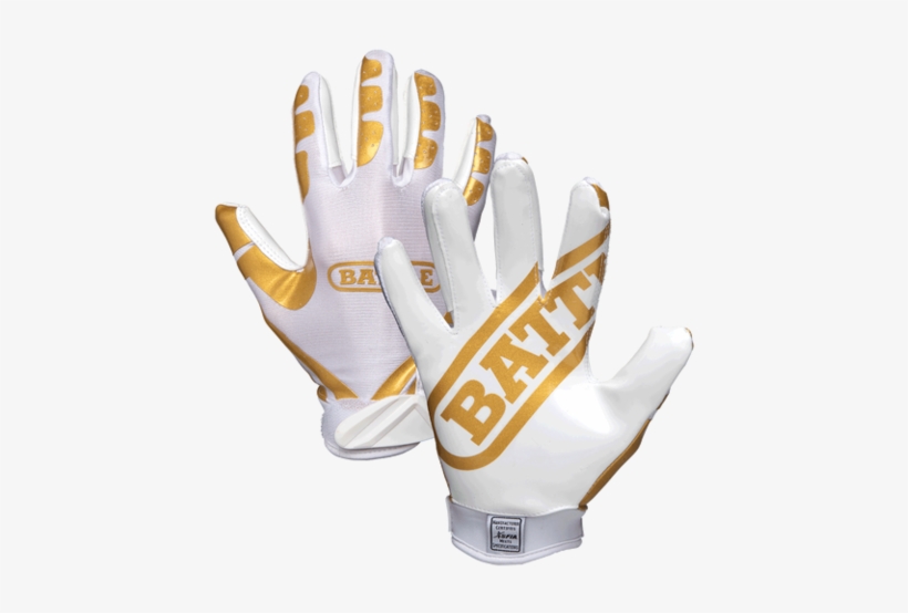 Battle Ultra-stick White/gold Youth Football Receiver - Battle Football Gloves Gold, transparent png #1827947