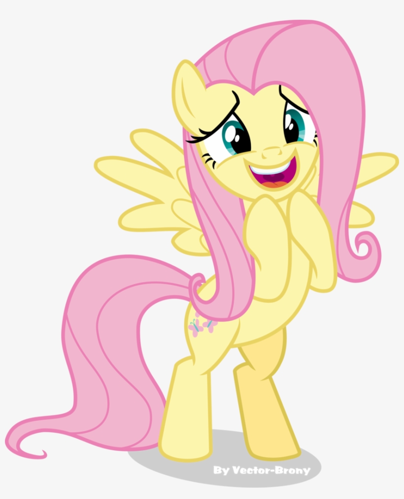 Vector-brony, Bipedal, Excited, Fluttershy, Happy, - Happy Mlp Pony Fluttershy, transparent png #1828296
