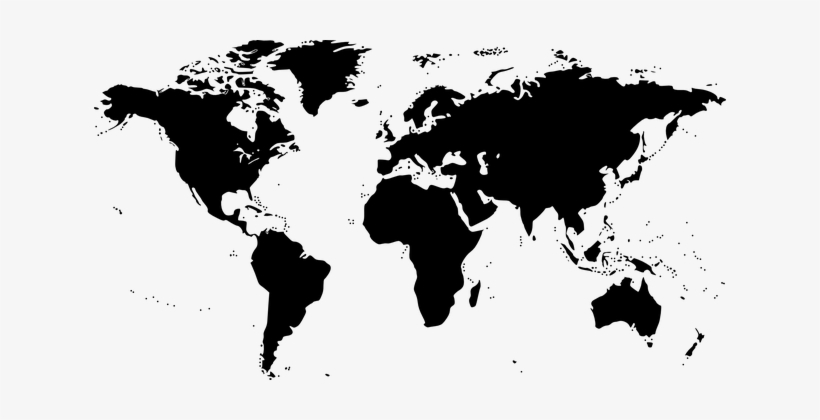 World Map Map World Black Earth Silhouette - World Map Clip Art Black And White, transparent png #1829293