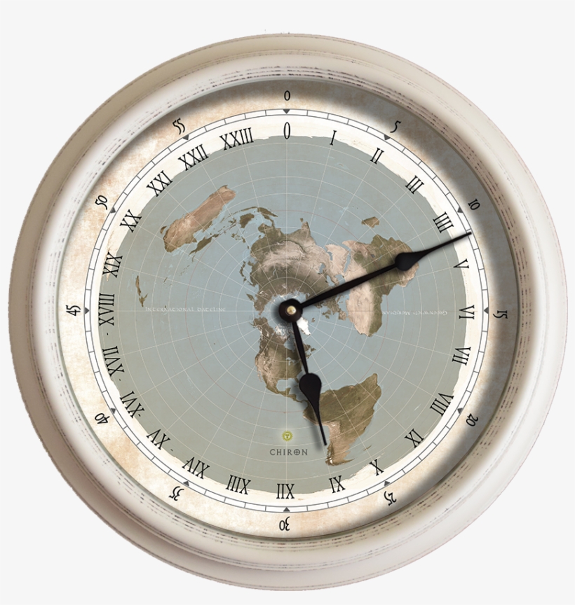 15 5 Flat Earth Map White Roman Numerals 24 Hour Wall - Clock, transparent png #1830244