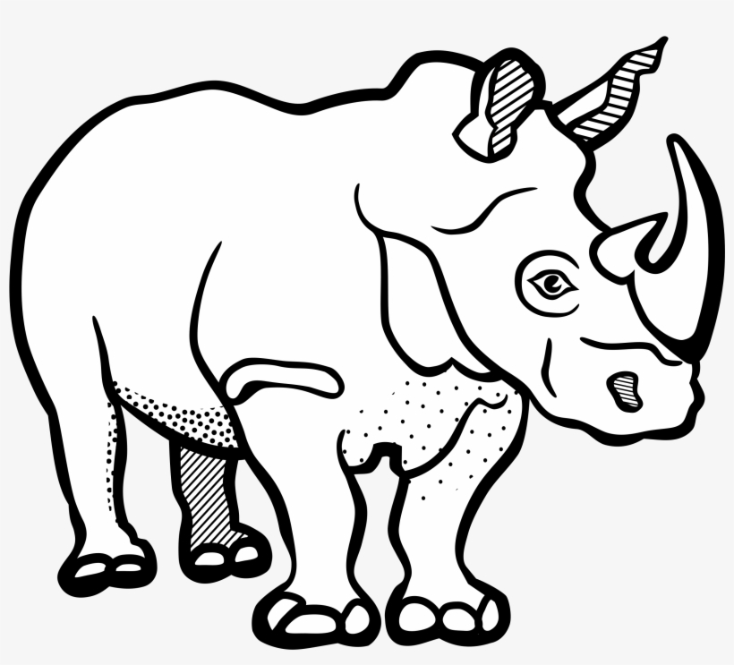 Rhinoceros Drawing Line Art Black And White Color - Rhinoceros Clipart Black And White, transparent png #1831042
