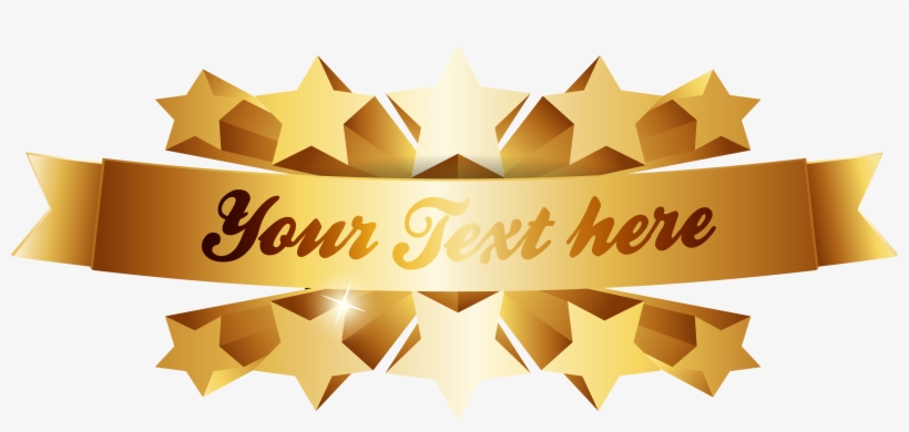 Gold Ribbon Texture Title Stars Transprent Png - Title Ribbon Frame Gold, transparent png #1831266