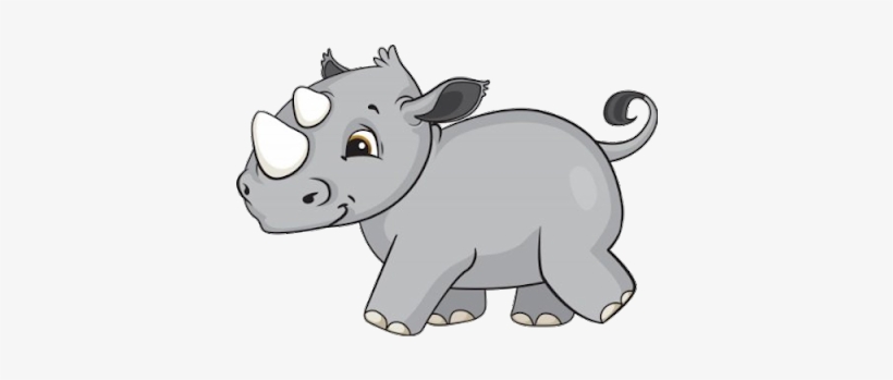 Png Height Width Cartoon Baby Animal Clip - Gray Rhinoceros Cartoon, transparent png #1831717