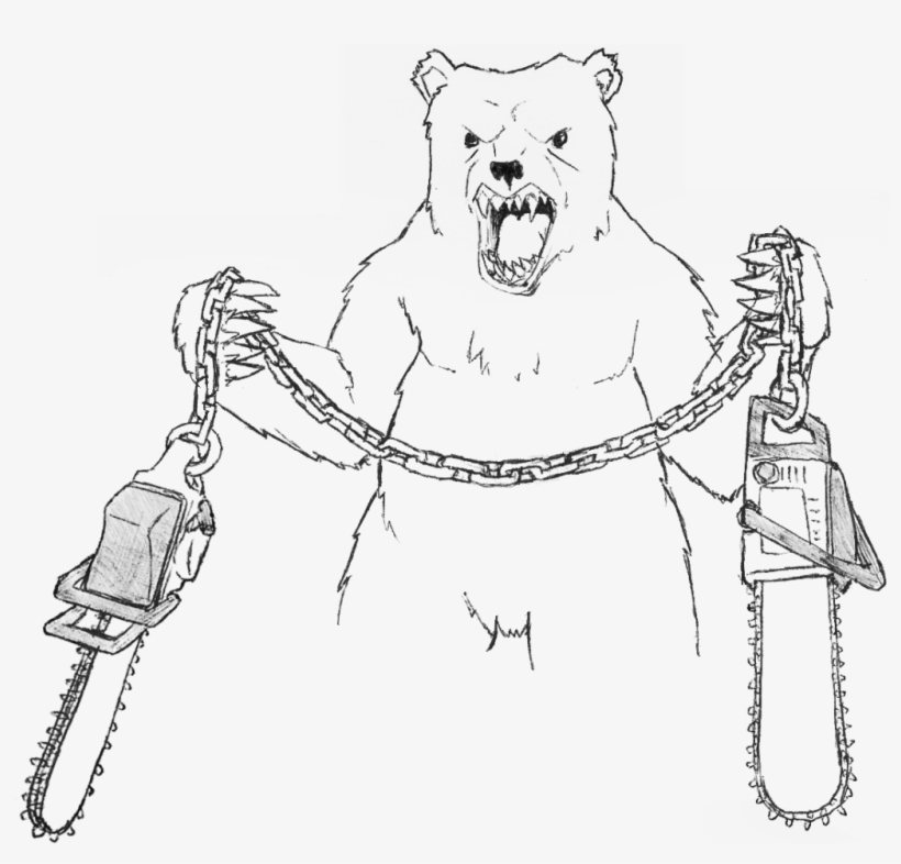 Draw A Bear Wielding Chainsaw-nunchucks For 1 Mil [archive] - Drawing Chainsaw, transparent png #1832337