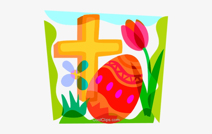 Easter Egg And A Holy Cross Royalty Free Vector Clip - Cross And Easter Eggs, transparent png #1833620