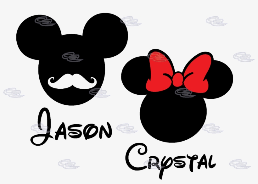Mickey Mouse Mustaches Minnie Mouse Bow With Custom - Mickey Mouse Names Clipart, transparent png #1834806