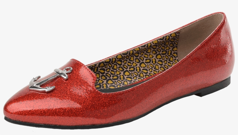 Red Sparkle Anchor Patent Pointed Toe Flats - Women's T.u.k. Lux De Ville Anchor Patent Flat Red, transparent png #1834939