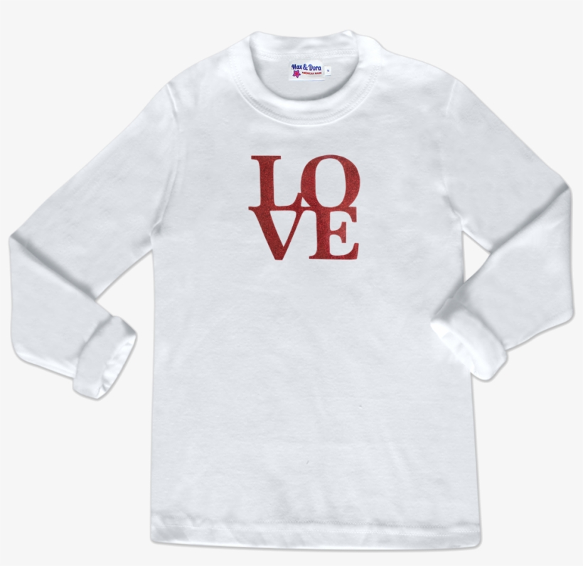 Red Sparkle "love" White Long Sleeve Jersey - Sleeve, transparent png #1834960