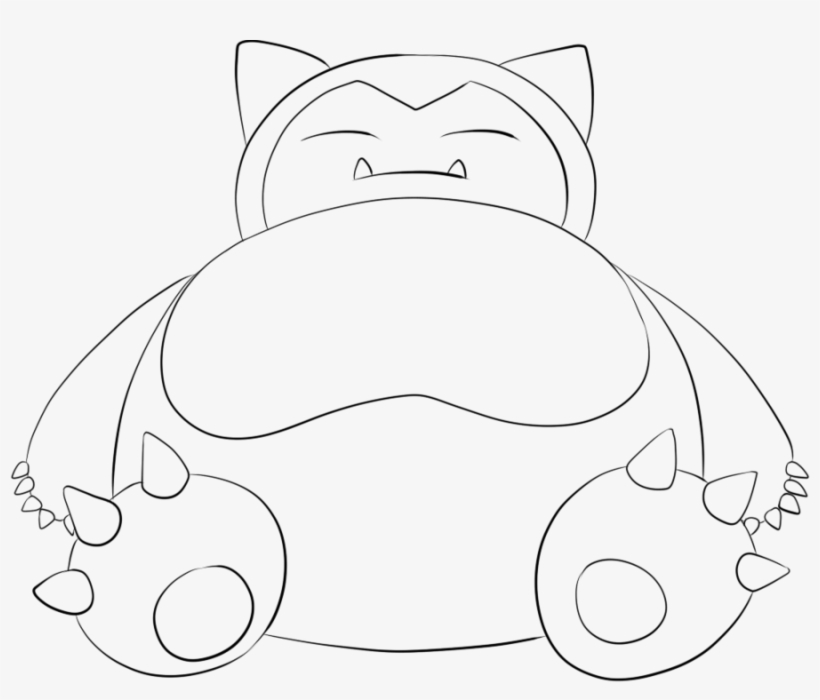 Snorlax Vector Drawing - Pokemon Lineart Snorlax, transparent png #1835060
