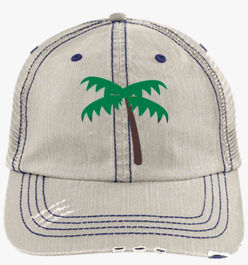 Palm Tree Emoji 6990 Distressed Unstructured Trucker - Hakuna Matata 6990 Distressed Unstructured Trucker, transparent png #1836151