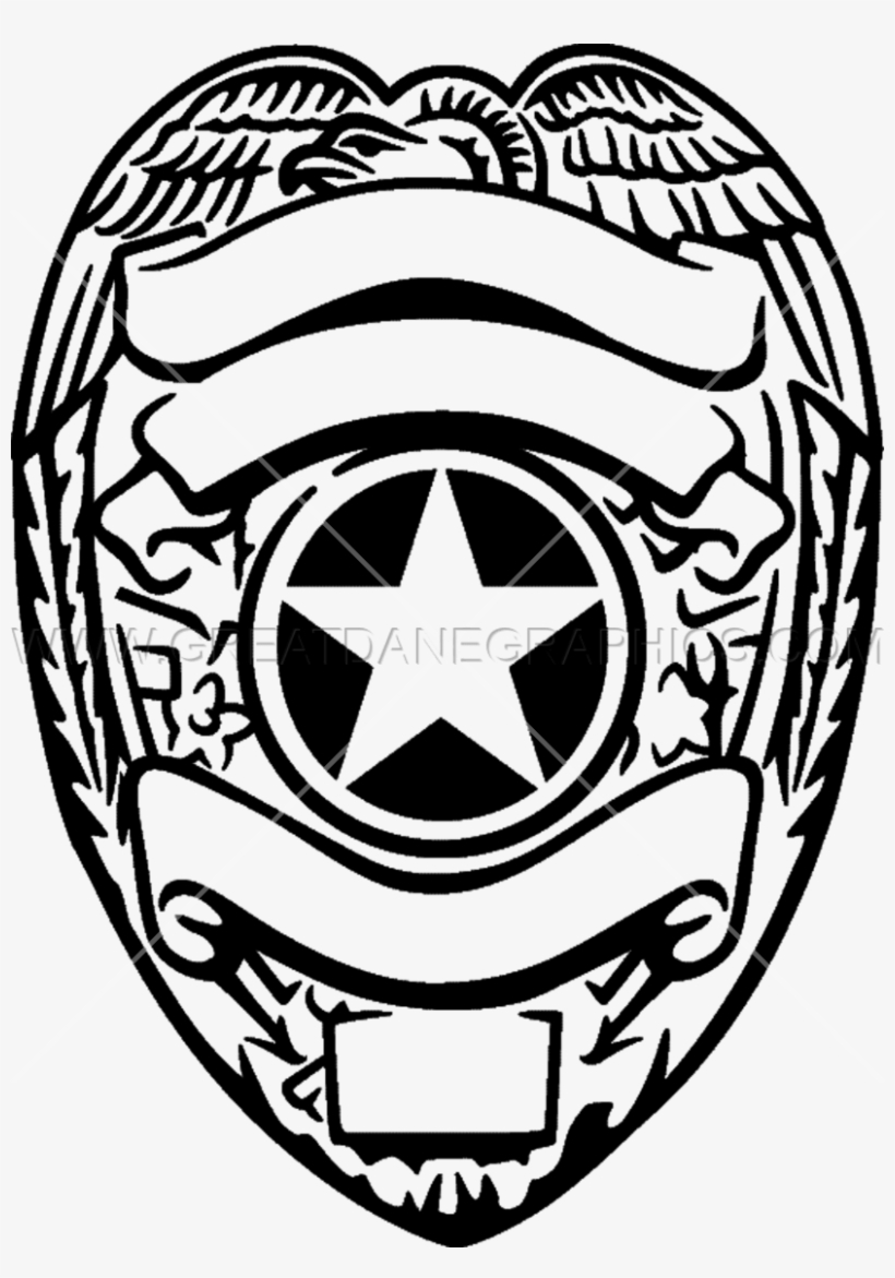 Silver Police Badge - Police Shield Line Drawing, transparent png #1838170
