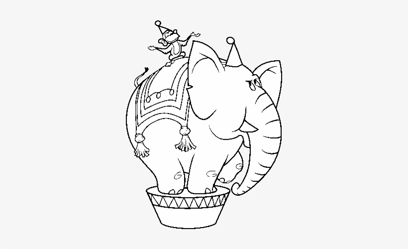 Elephant And Circus Monkey Coloring Page - Circus, transparent png #1839227
