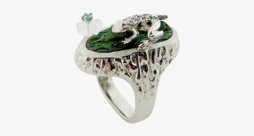 Frog Ring Design With Emeralds, Black Diamonds, Pink - Pre-engagement Ring, transparent png #1842210