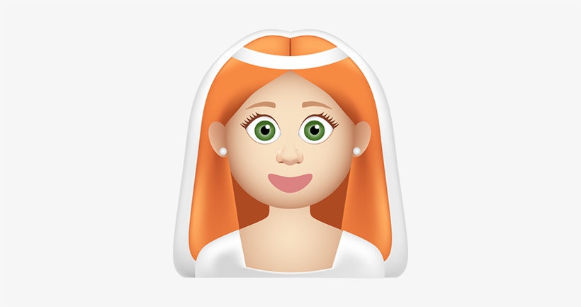 Gingermoji7 All408px 0031 Layer Comp 32 Straighthairgirlbride - Red Head Bride Emoji, transparent png #1842556