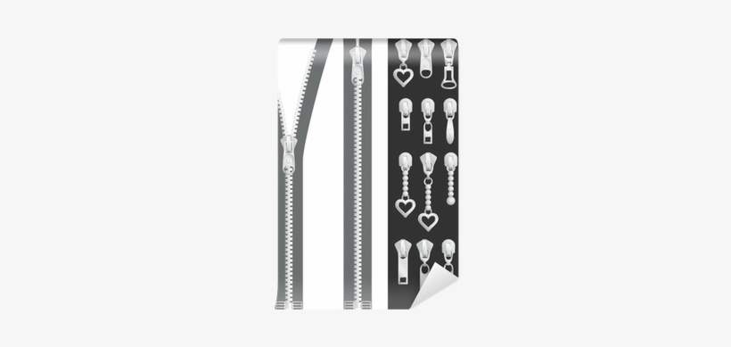 Open Zipper, Closed Zipper With Sliders Set Wall Mural - Zipper, transparent png #1844410