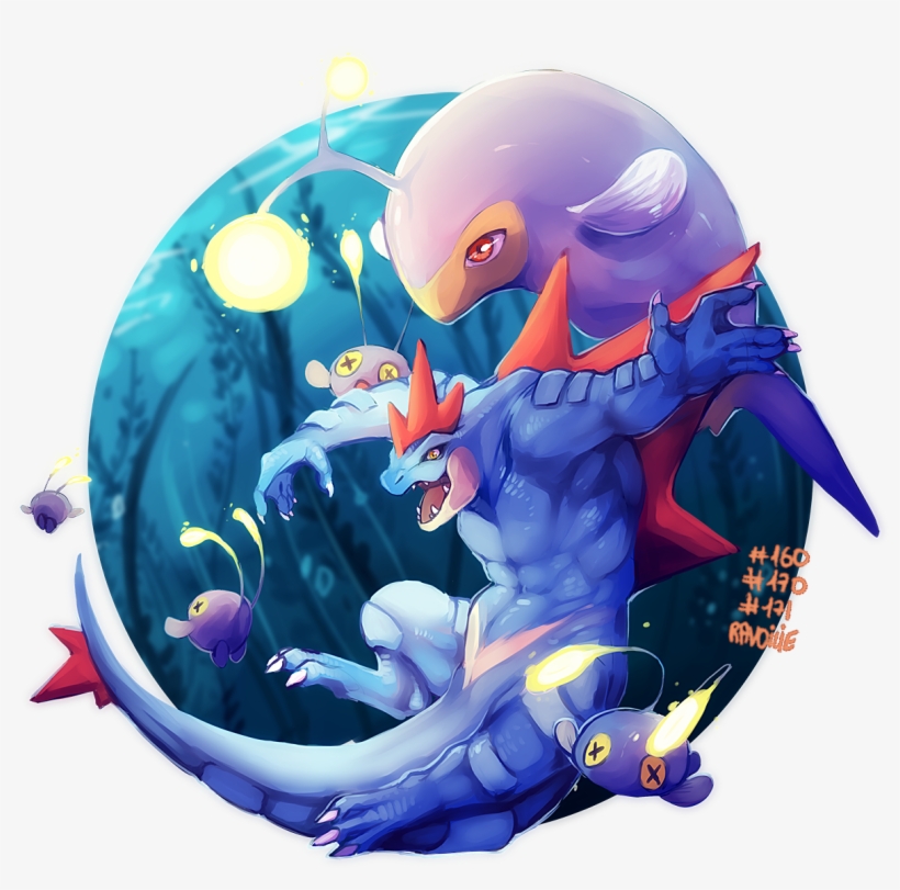 Painted Pokeartdex 02this Time I Drew Feraligatr, Chinchou - Inflatable, transparent png #1844629
