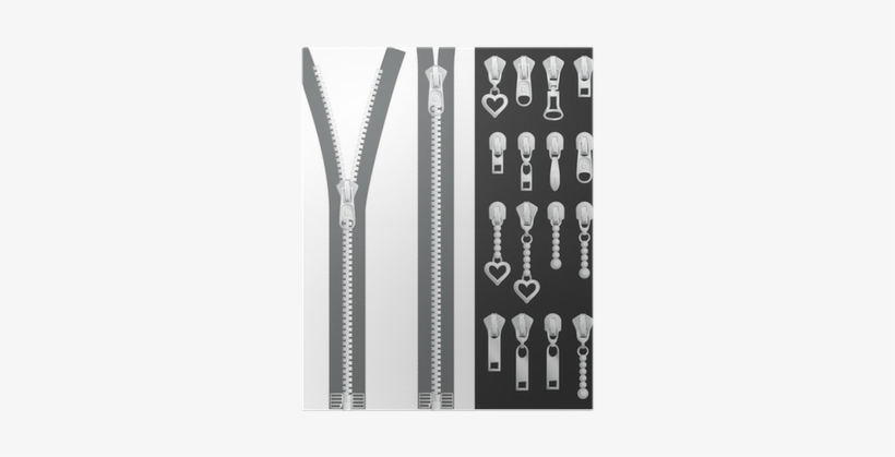 Open Zipper, Closed Zipper With Sliders Set Poster - Ilustracion De Cierres, transparent png #1845152