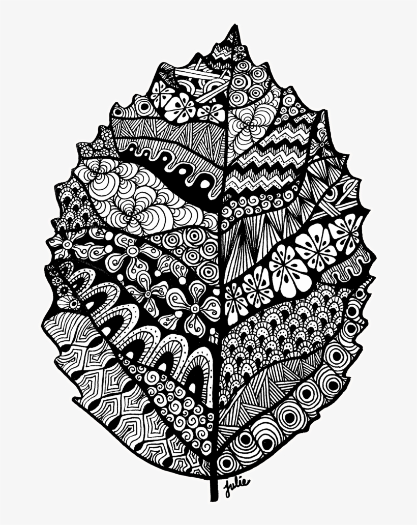 Vector Library Collection Of Free Chains Hand Download - Leaf Zentangle Pattern, transparent png #1846693