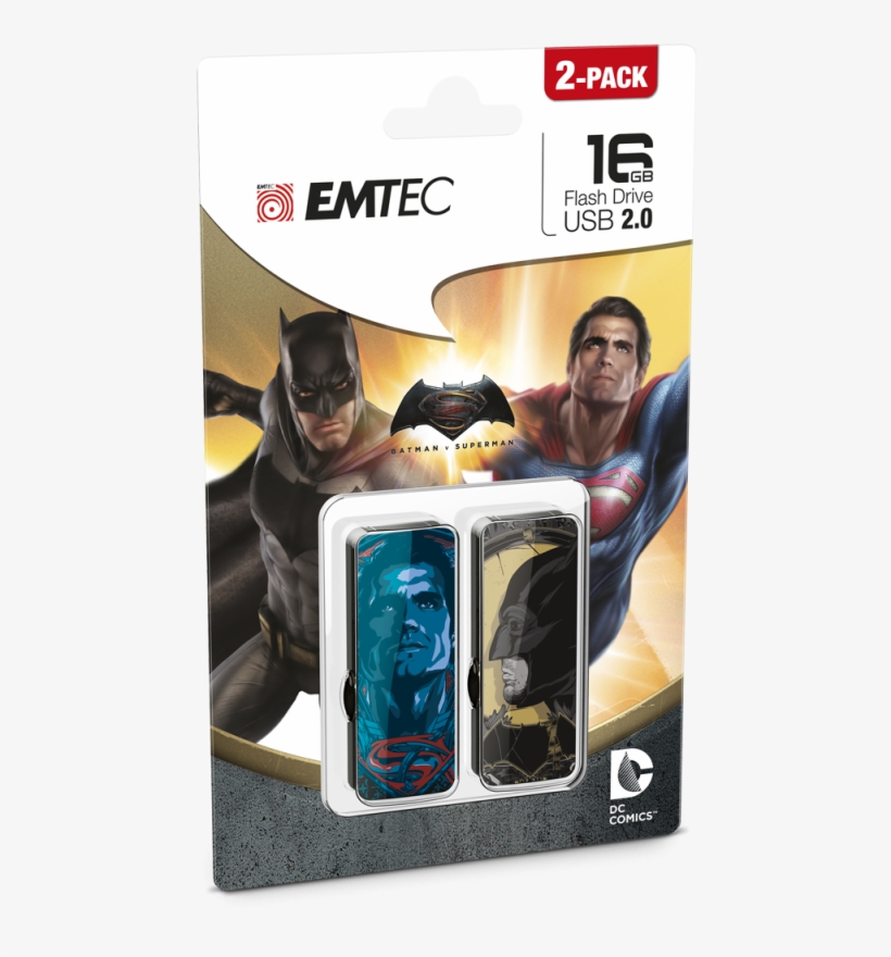M700 Bvs Superman 2 Pack Cardboard - Emtec M700 Batman V Superman 16 Gb Flash Drive - Usb, transparent png #1846759