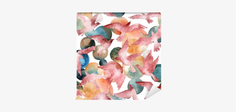 Abstract Watercolor Circles And Flying Birds Seamless - Gallery Direct Abstract Watercolor Circles By Tanycya, transparent png #1847695
