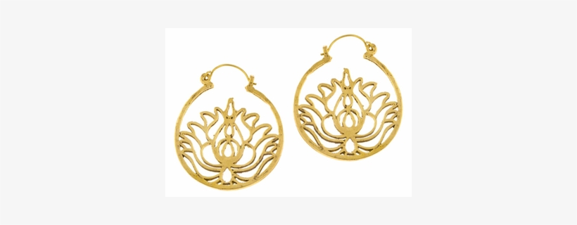 Earrings Lotus Flower Circle Edge Brass Brass Antique - Ohrringe Lotusblume Kreis Rand Messing Brass Antik, transparent png #1847777