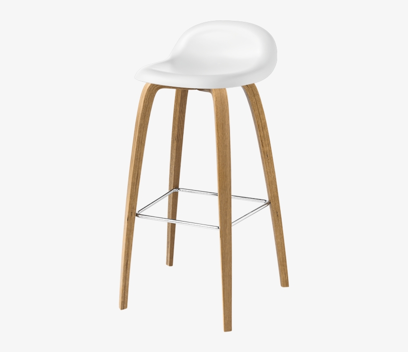 Gubi 3d Bar Stool In White Hirek Shell And Oak Legs - Gubi Gubi 3d Counter Stool - Wood Base, transparent png #1848450