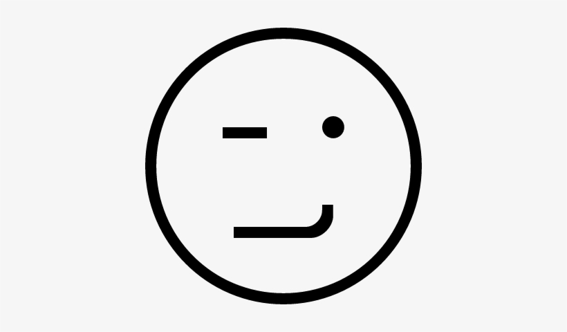 Winking Emoticon Outlined Face Vector - Black And White Happiness Emoji, transparent png #1849065