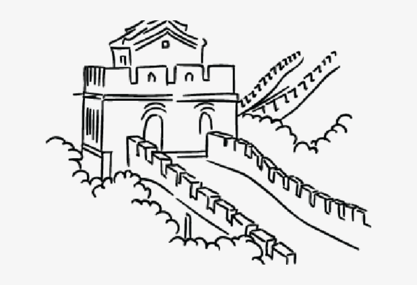 Great Wall Of China Clipart Coloring - Draw The Great Wall Of China, transparent png #1849149