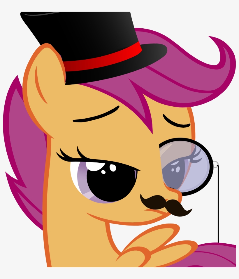 Classy, Hat, Monocle, Moustache, Safe, Scootaloo, Simple - Scootaloo, transparent png #1850090