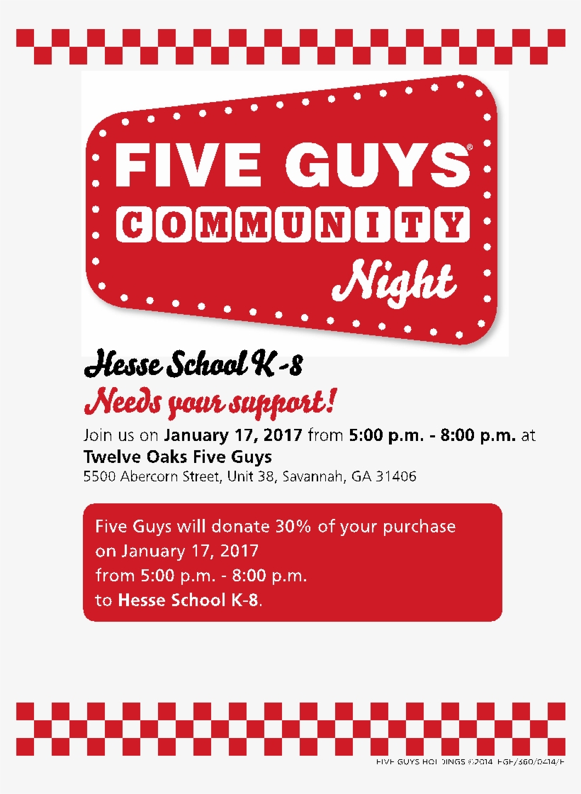 5 Guys - Five Guys Community Night, transparent png #1850533