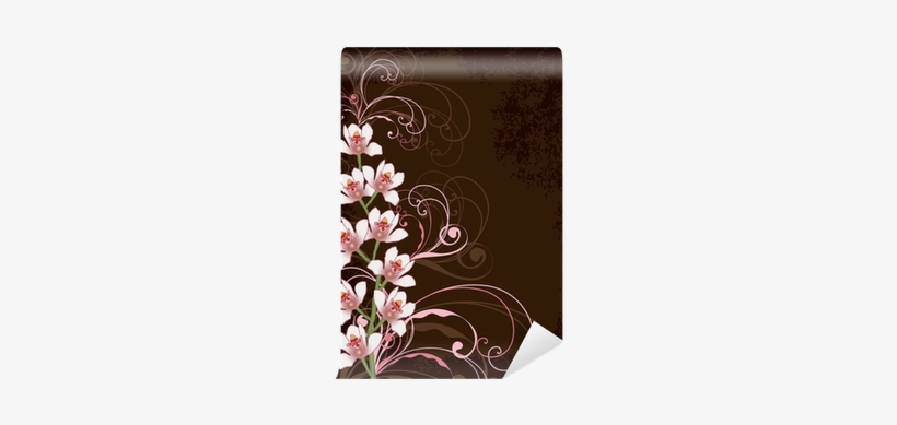 White Orchids With Pink Swirls And Grunge Frame Wall - Make A Creative Project Cover, transparent png #1850568