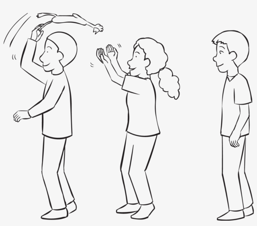 Back People Lined Up Back To Back Passing A Rubber - Line Art, transparent png #1850762