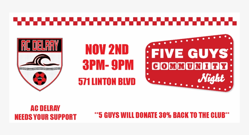 Five Guys Fundraiser - Graphic Design, transparent png #1851036