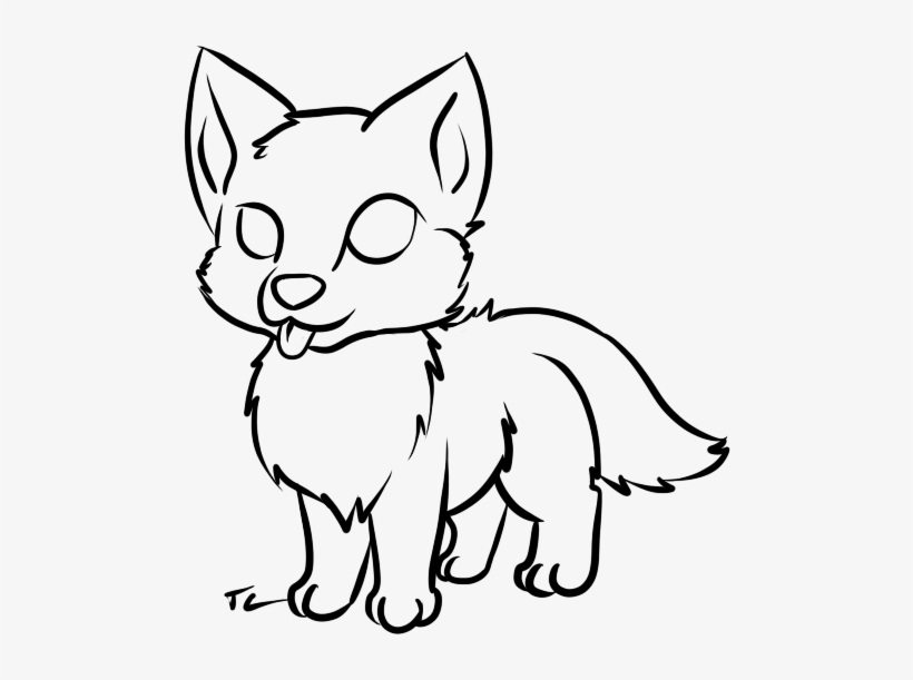 Cute Wolf Coloring Pages - Wolf Drawing Easy Cute, transparent png #1852916