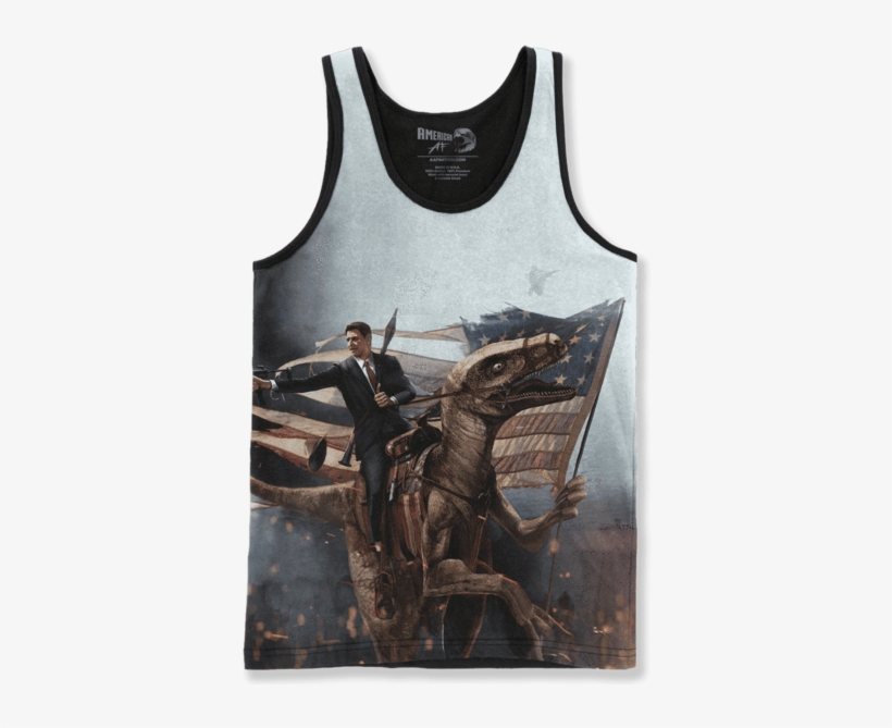 Ronald Reagan Velociraptor American Af Aaf Nation Png - Mountain T-shirt Size Xl, transparent png #1853020