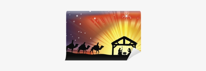 Christian Christmas Nativity Scene Wall Mural • Pixers® - Dia De Los Reyes, transparent png #1854384