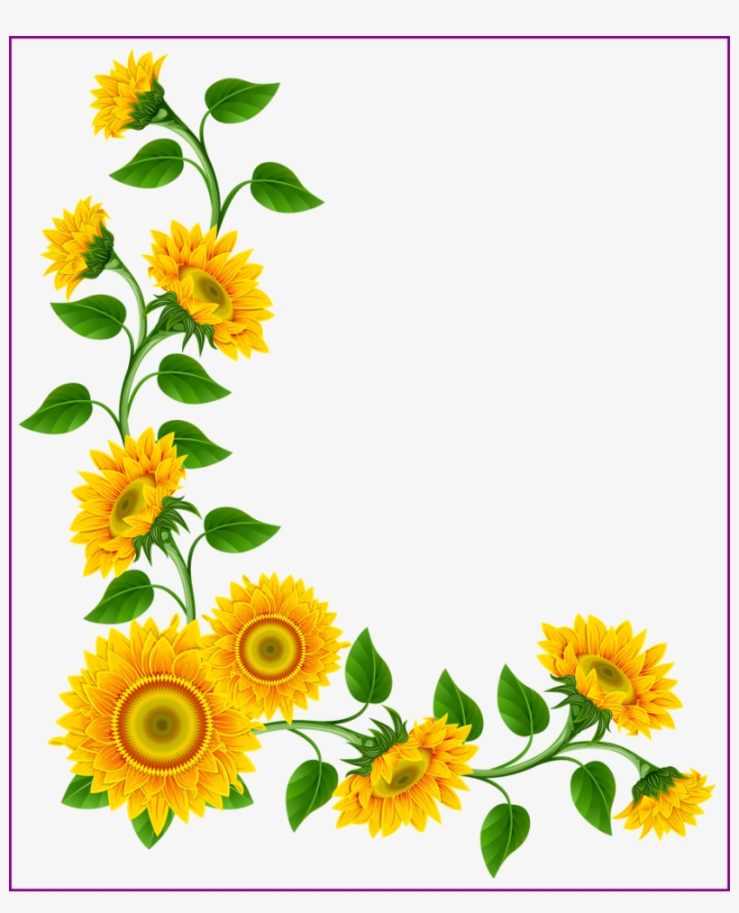 Stunning Sunflower Border Decoration Png Image This - Sunflower Clip Art Flowers, transparent png #1855296