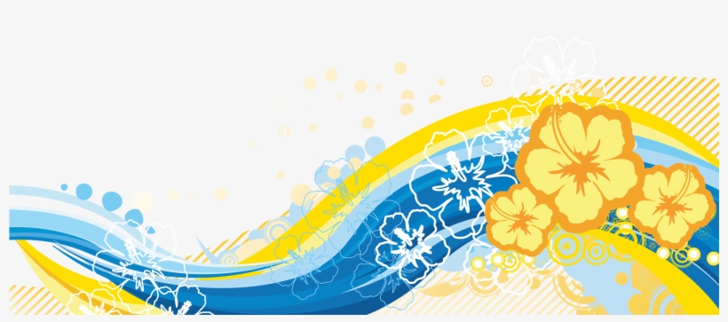 Tropical Swoosh - Flower Wall Mural - Yellow & Blue, transparent png #1855719