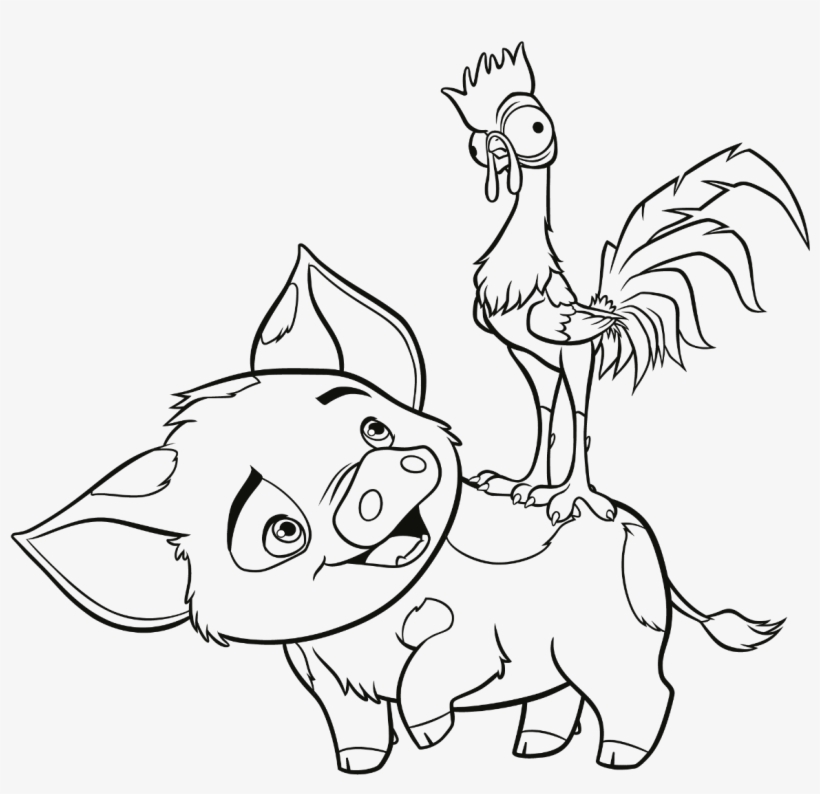 Coloring Book Pages Kids Fun Art Coloring Videos - Pua And Hei Hei Coloring Page, transparent png #1855871