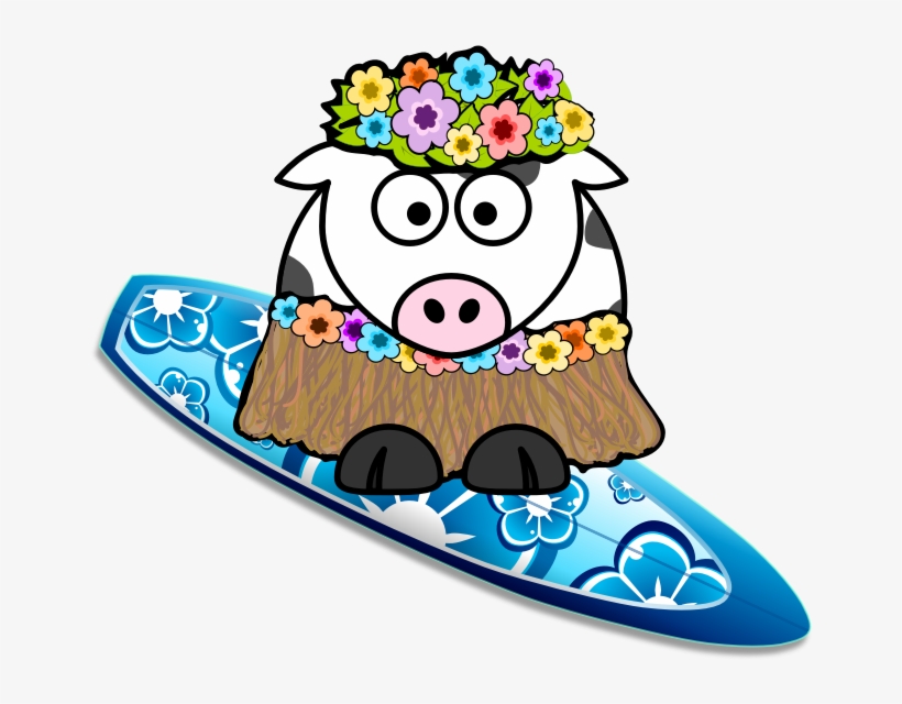 Surfer Girl Cow - Cartoon Cow, transparent png #1857346
