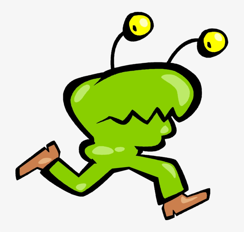 Vector Illustration Of Green Space Alien Head Running, transparent png #1857652