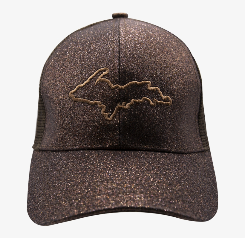 Hat - "u - P - Silhouette" Women's Bronze Glitter Ponytail - Baseball Cap, transparent png #1857674